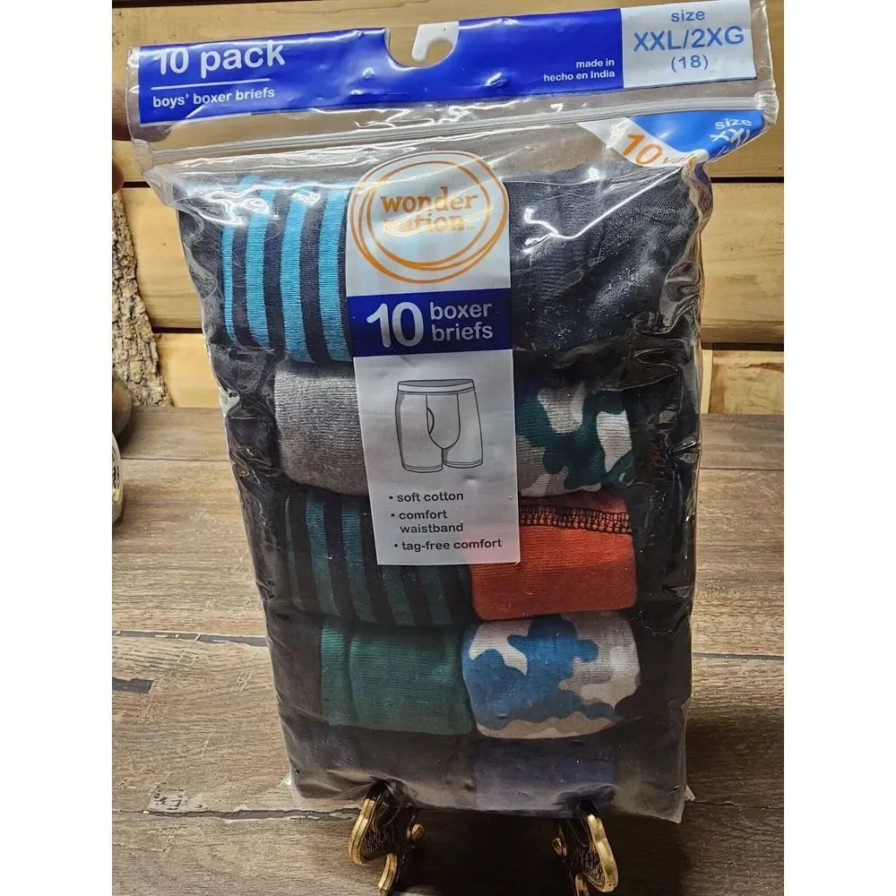 Boy's Boxer Briefs 10-Pack XXL/ XXG (18)‎  Boys Boxer Briefs Wonder Nation Brand